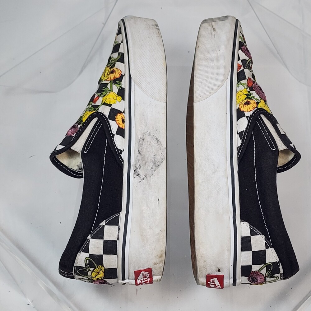 VANS OFF THE WALL Womens 6.5.Mens 5.Rose Poppy Daisy Floral Checkerboard Skate . - Picture 14 of 16